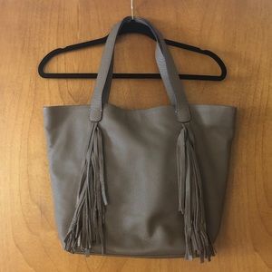 Vince Camuto Taupe Tassel/Fringe Tote